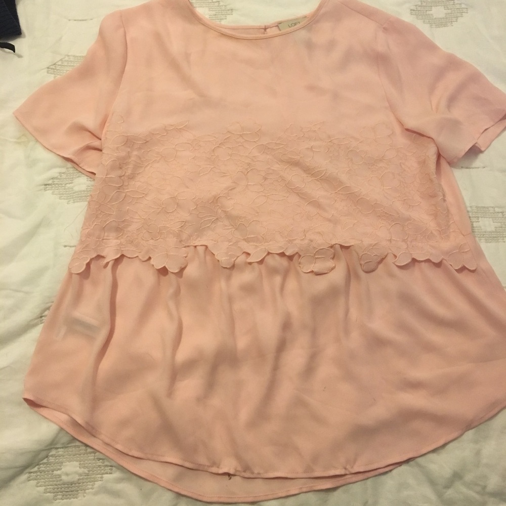 NWOT Pink Flowy Loft Blouse L